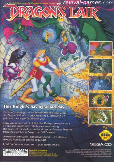 Publicit Dragon's Lair Mega CD !